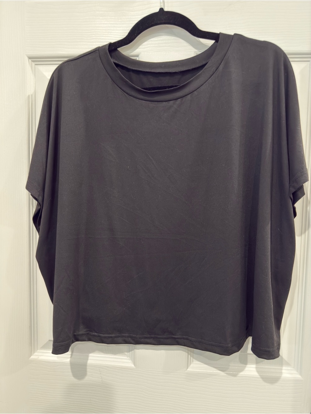 Black Loose Fit Sleeveless Extended Shoulder Boxy Cropped Top